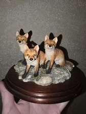 FOX Sculpture Fox Cubs 'First Time Out' Border Fine Arts Wildlife Scotland 1993 