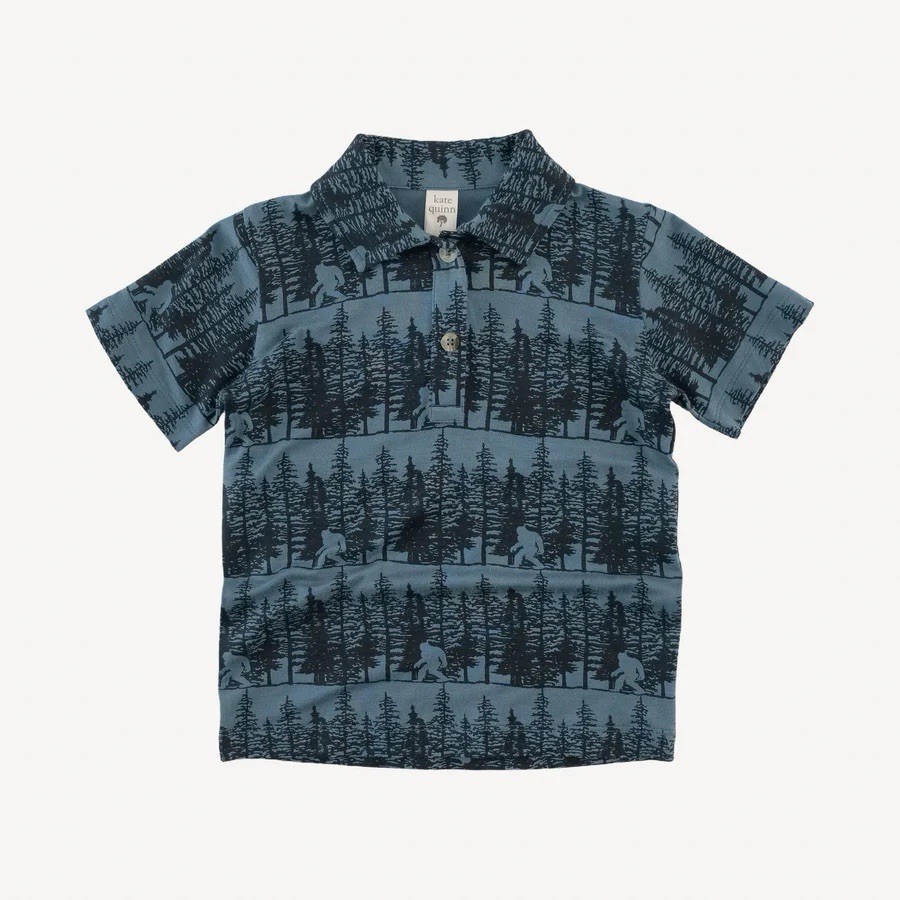 NIB Kate Quinn 3T Short Sleeve Polo Button Tee Sasquatch Bamboo PNW Bigfoot