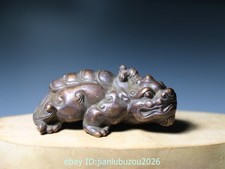 China Dynasty Folk Old Antique Red Copper Evil Brave troops Beast Statue L6CM