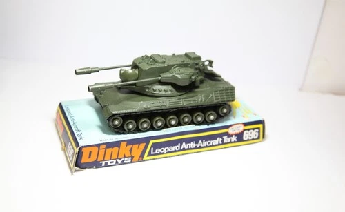 Dinky 696 Leopard Anti Aircraft Tank On Original Box Plinth - Near Mint Vintage