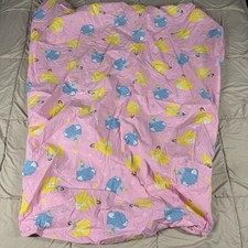 Disney Princess Crib/Toddler Fitted Bottom Sheet Cinderella  Belle 50  x42  Vtg