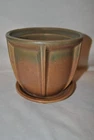 Mccoy Brown And Green Fin Pot And Saucer