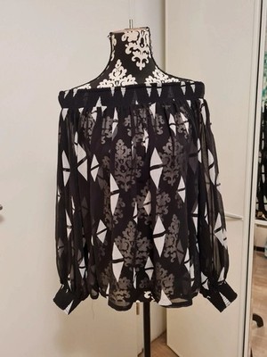 Carmen Bluse Neuwertig! H&M Hängerchen Carmen Ausschnitt Transparent  M/38