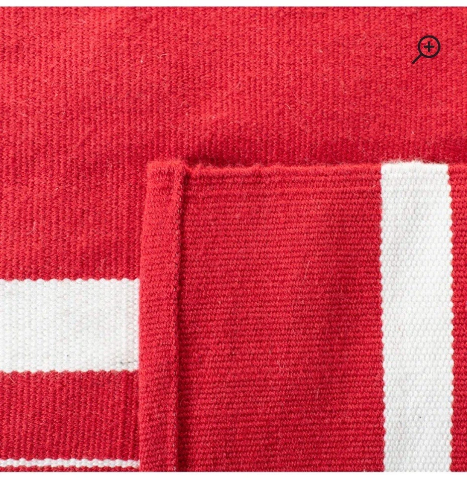 Hanover Lauren Ralph Lauren Flat Weave Performance Striped Rug Red - Image 3 of 4