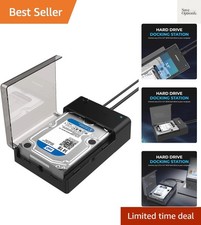 USB 3.0 to SATA External Hard Drive Lay-Flat Docking Station for 2.5 or 3.5in...