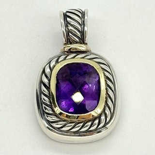 David Yurman Sterling Silver & 14k Gold Amethyst Albion Cable Pendant Enhancer
