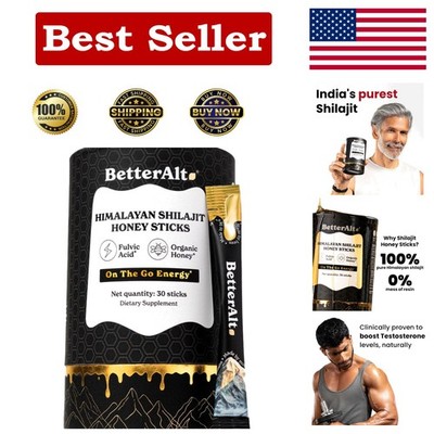 True Nutra Pure Himalayan Shilajit Honey Sticks with Raw Organic Honey Fulvic Ac
