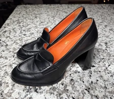 Santoni Block Heel Loafer Pumps Women’s Size 7.5 / Euro 37.5 Made In Italy
