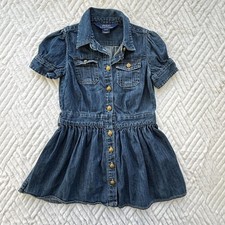 Polo Ralph Lauren Girls Size 3T Denim Shirt Dress Puff Sleeve Button Front
