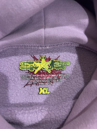 sp5der Purple Graphic Print Fleece Pullover Hoodie XL Men's Long Sleeve - Picture 3 of 3
