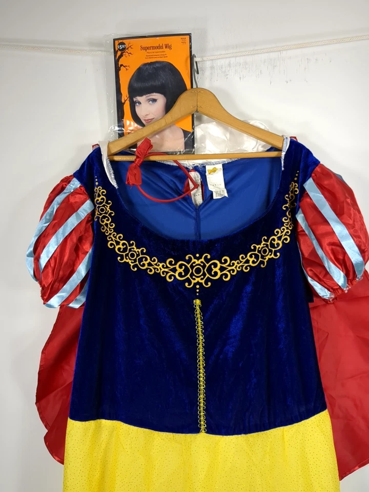 Disney Clásicos Vestido Blancanieves Adulto XXL 22-24 Disfraz Disfraz Disfraz Peluca Foto 2 de 4