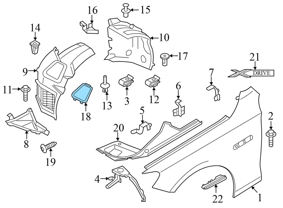 BMW 535I GT 2010-2017 - Inserto/cubierta guardabarros delantero izquierdo 7187043 Foto 3 de 4
