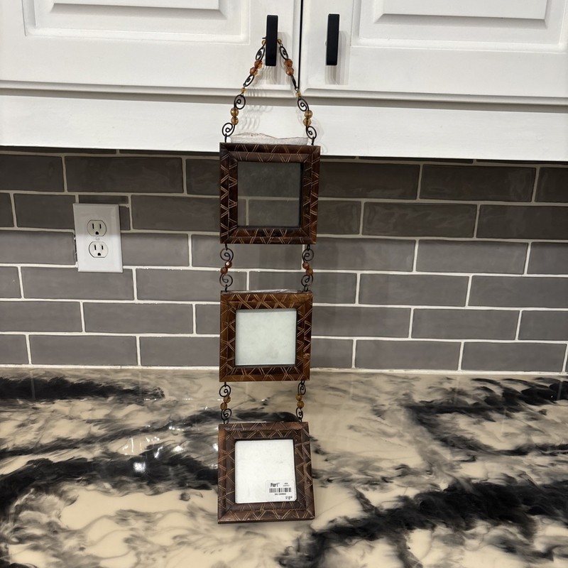 pier 1 imports Bamboo Picture Frames  Connected By Beautiful Beads 3 Frames 3x3.