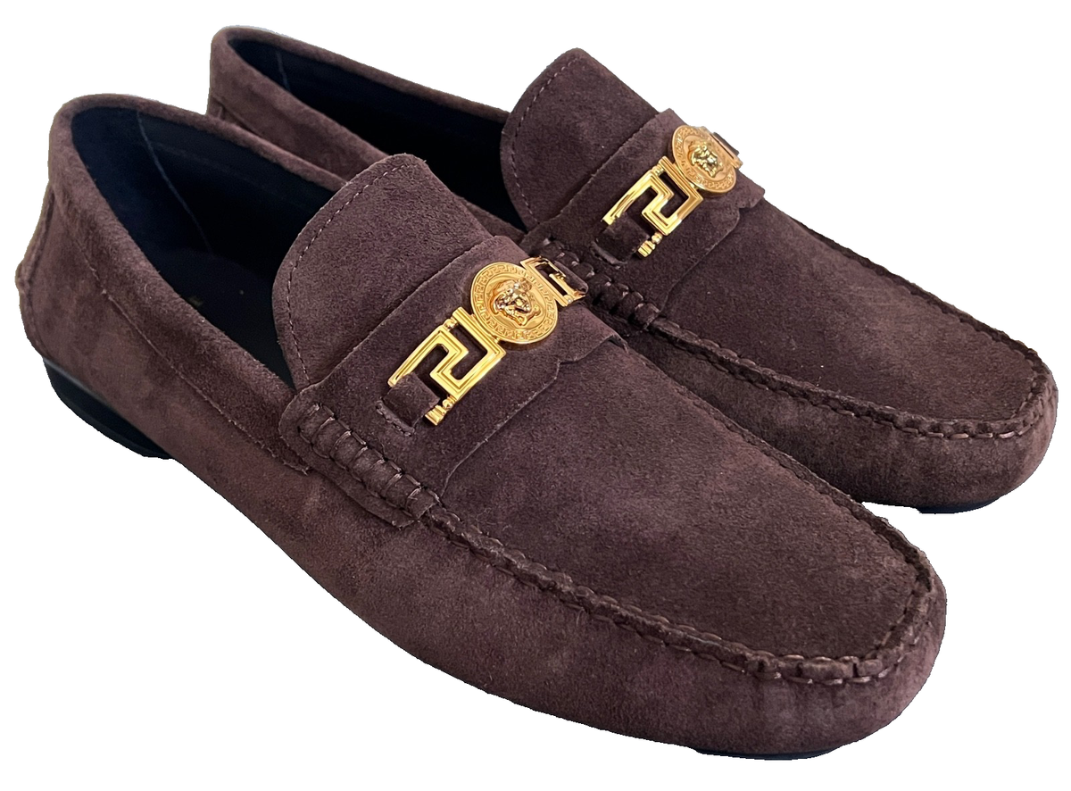 Versace Black and White Loafers with Gold Medallion NEW 90_1013592-  main image 2