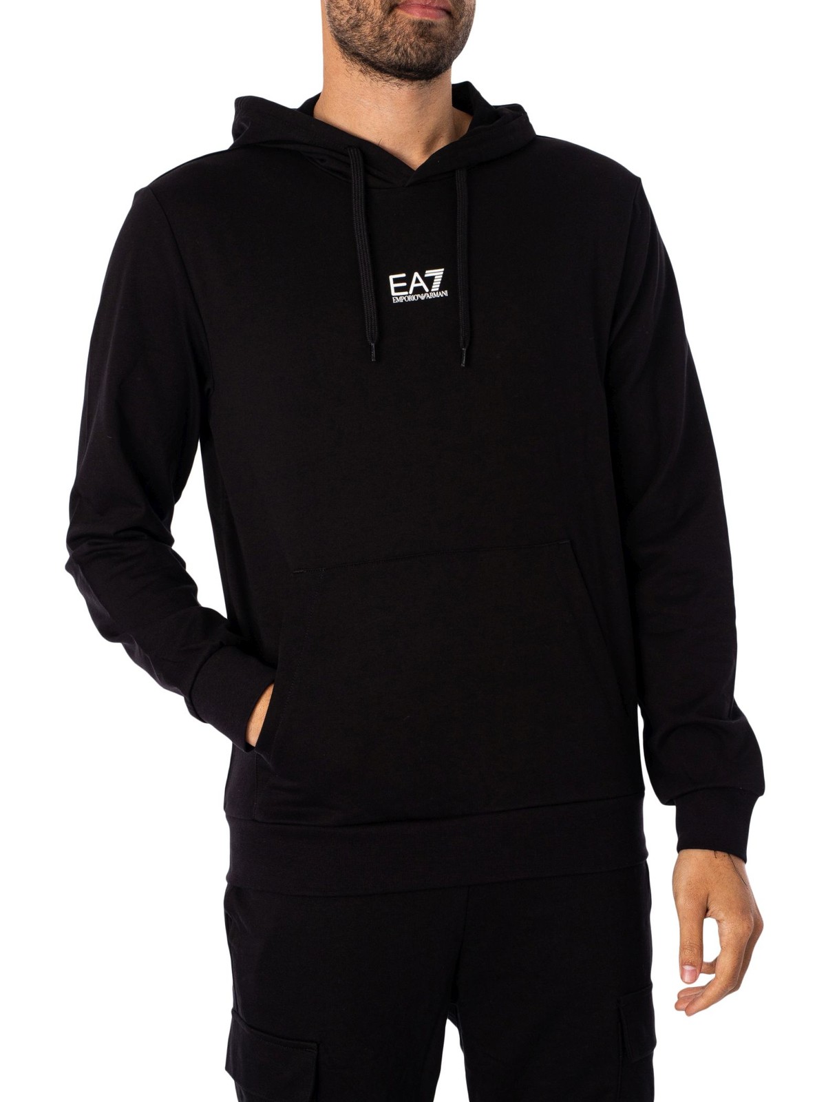 EA7 Jersey Pullover Hoodie, Black/White - S