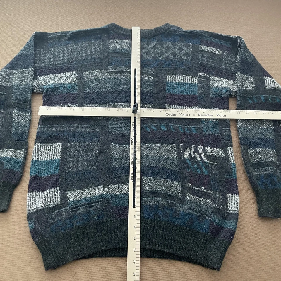 Vintage Pronto Uomo Sweater Mens XL Blue Gray Geometric Knit Pullover Italy 90s - Image 4 of 4