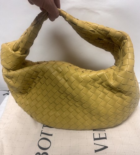 Authentic Bottega Veneta JodieMedium Intrecciato Yellow Leather Handbag