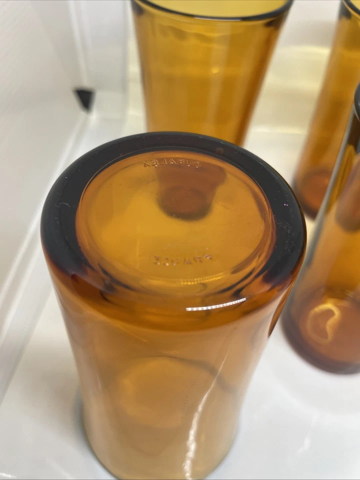 6 vasos de vidrio de colección Duralex Picardía marrón ámbar Duralex años 50 Francia 5" H 2,8" D Foto 3 de 4