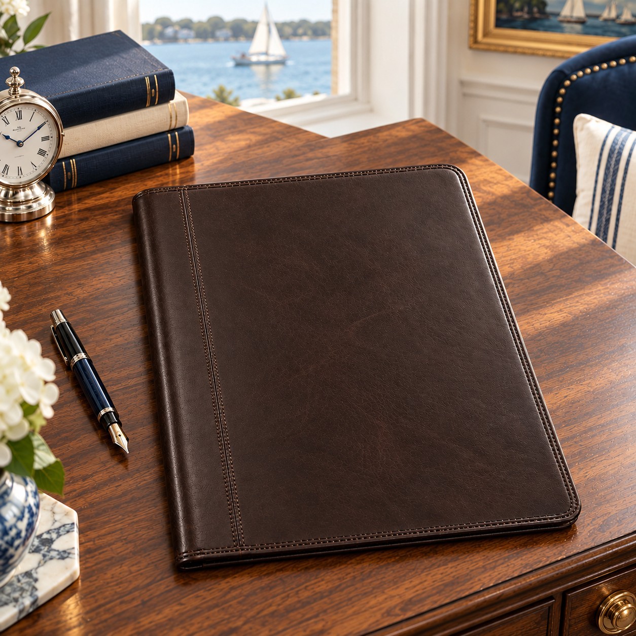 Vtg COACH Brown Leather Padfolio Portfolio Document Organizer Office 12.5x10
