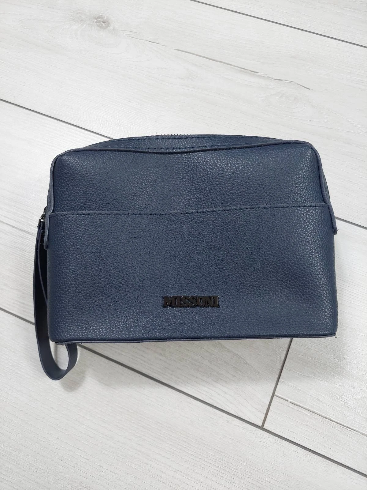 MISSONI limited edition cosmetic bag, designer travel organizer made of blue eco