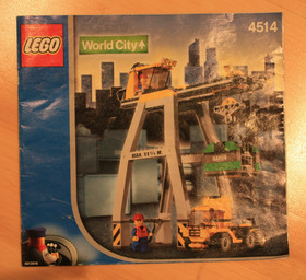 LEGO 4514 World City Cargo Crane - 100% COMPLETE w/Box, Manual