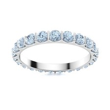 Sterling Silver Round Natural Aquamarine Boho Full Eternity Ring Jewelry