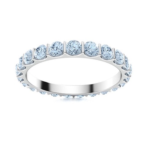 Sterling Silver Round Natural Aquamarine Boho Full Eternity Ring Jewelry