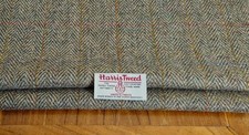 Khaki Green Herringbone Harris Tweed - Various Sizes - With Label