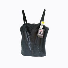 Vtg Black Satin Lace Cami Sm Whimsigoth Y2K Goth Dark Romance Fairy 90s Grunge