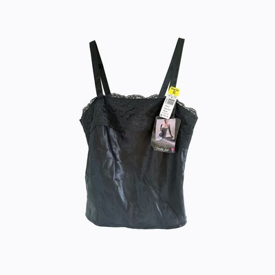 Vtg Black Satin Lace Cami Sm Whimsigoth Y2K Goth Dark Romance Fairy 90s Grunge