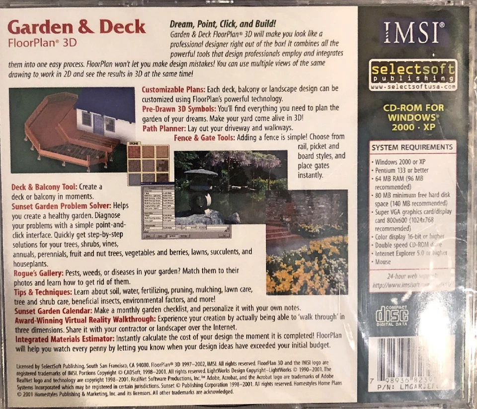 IMSI Garden & Deck Floor Plan 3D Pc Brand New Win7 XP Landscaping Easy Decks - Image 2 of 2