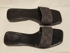 Gucci GG Logo Denim Flats Clogs Slides Sandals Shoes | eBay