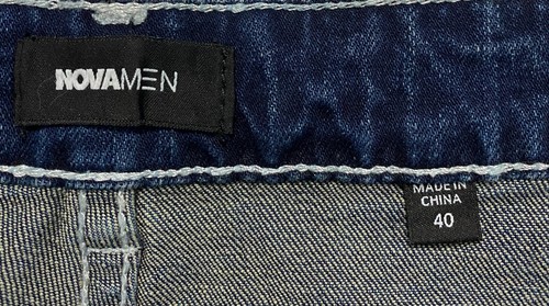 Nova Cargo Jeans Mens Size 40×32 Blue Denim Straight Baggy Wide Leg - Picture 4 of 8