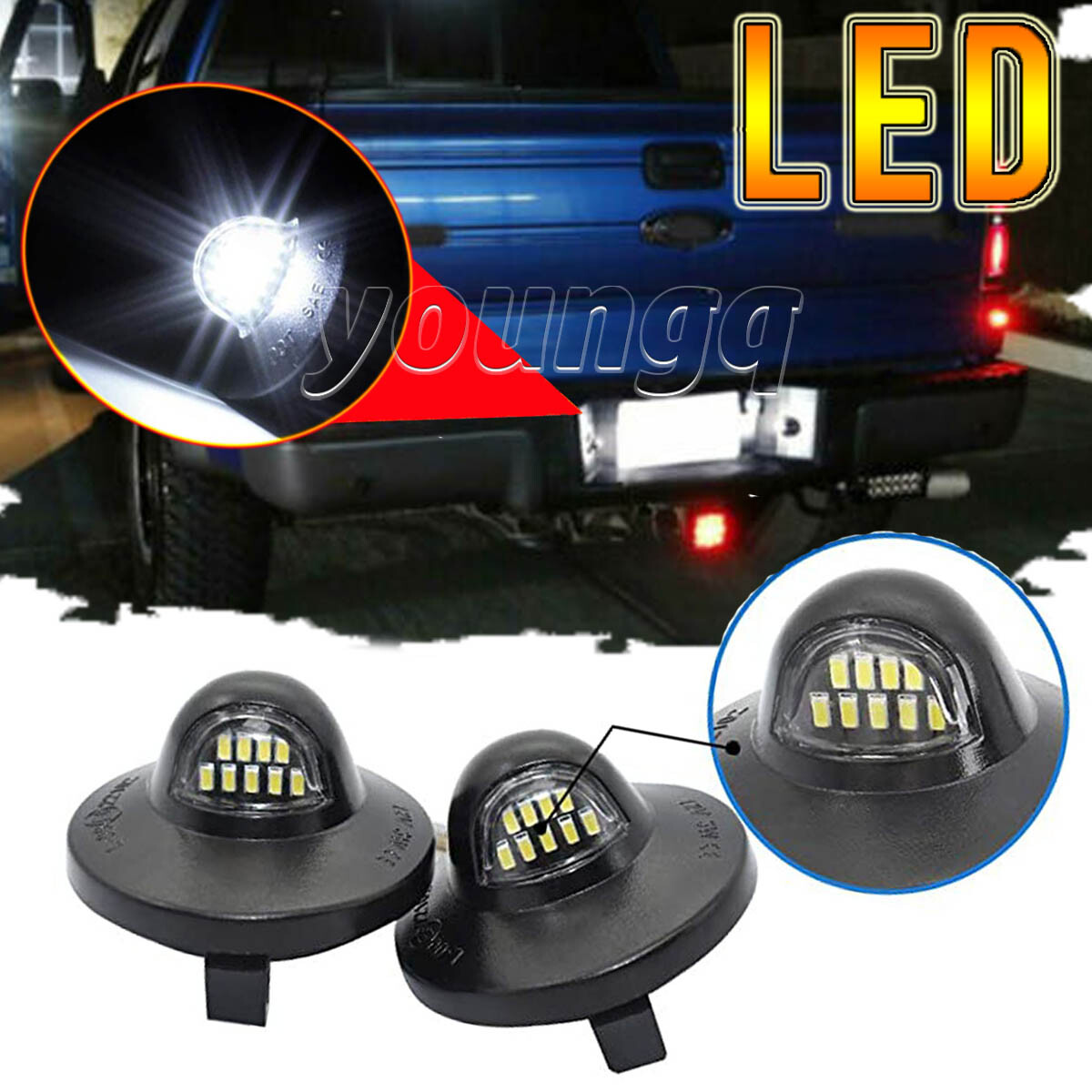 PAIR REAR BUMPER License Plate SMD LED Light White Lamp For Ford F150 F250  F350 $12.58 - PicClick