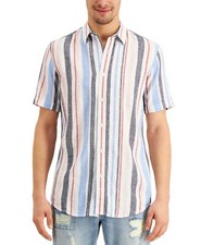 Sun  Stone Men's Vertical Stripe Shirt Multicolor Size M