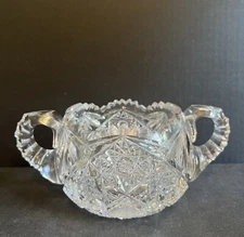 ABP American Glory Period Cut Glass Crystal Antique Double Handled Bowl