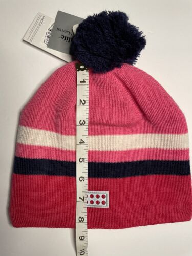 Lego Wear / Rosa Streifen Bommel Rodel Beanie Wolle / Aiden 723 / Mädchen Größe 56 Mütze - Bild 6 von 7