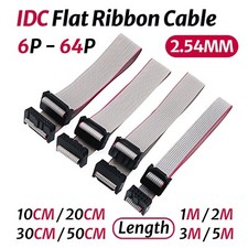 IDC 6-64 Pin Flat Ribbon Cable Female Connector, 2.54MM Pitch Length 10CM - 5M