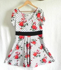 KSL Mini Dress Fit-Flared V-Neck Short Sleeve Jersey Pullover Size XL