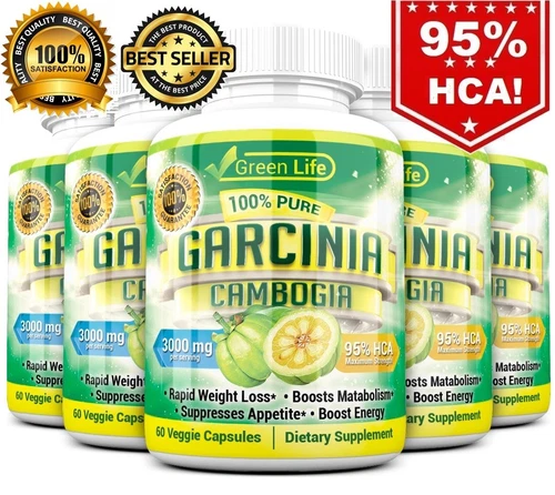 5 Pack GARCINIA CAMBOGIA 95% HCA Diet Pills Weight Loss Fat Burner 3000mg