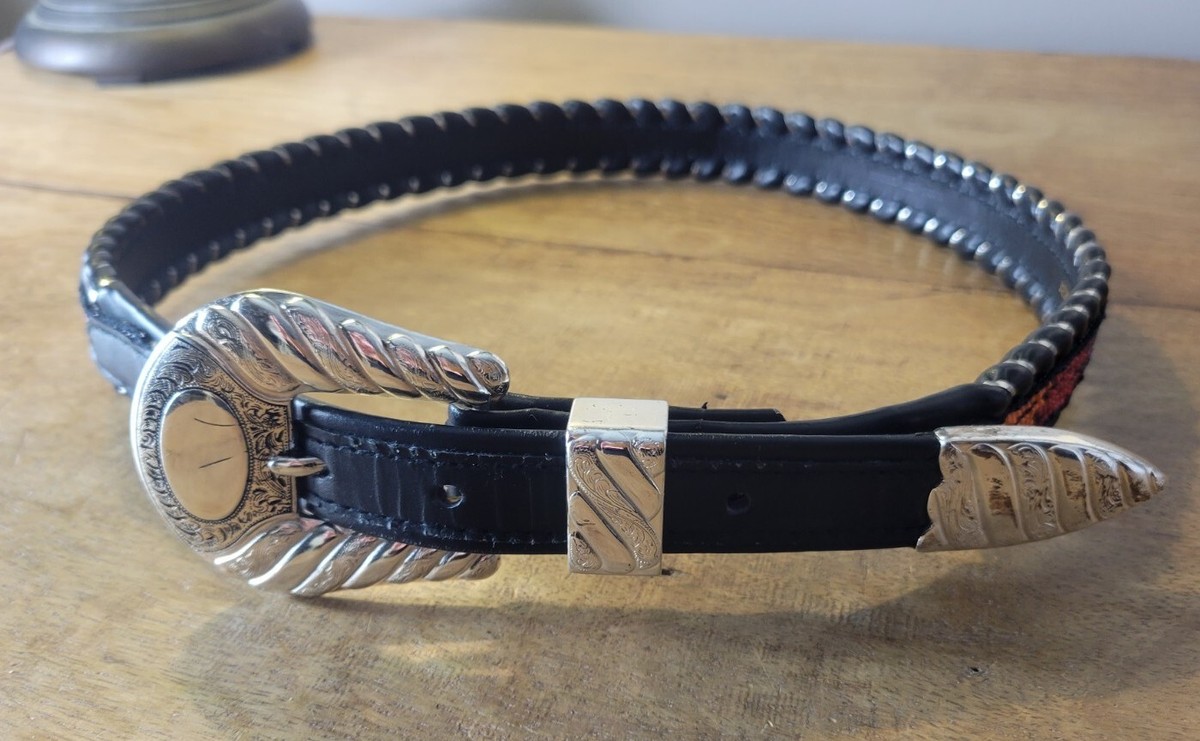 Gammon Shire Belt size large Colorful Beaded Leather Belt in used condition VINTAGE Size M Black & Blue Gammon Shire Leather Belt – Sui  main image 4