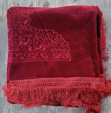 Antique Edwardian Gilded Age Red Velvet Brocade Fringed Piano Shawl Throw