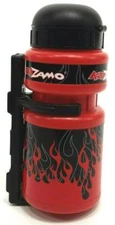 Kidzamo Kid's Bicycle Water Bottle with Cage, Red Flames