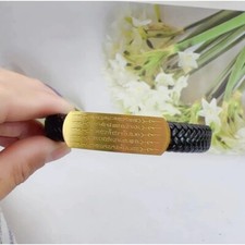 Bracelet Mantra 5 Rows Gold Plate Leather Bangle Talisman Thai Buddha Amulet