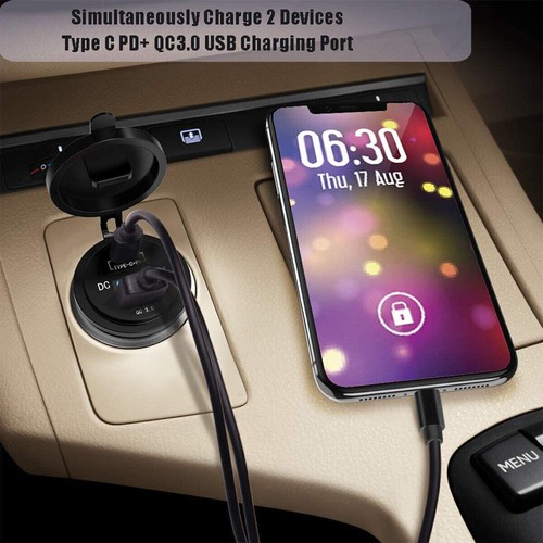 Pour véhicule moteur moto voiture 12V 24V Type C PD + prise chargeur USB QC 3.0 - Photo 8 sur 17
