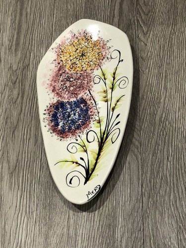 Mead Pottery Floral Tray Dish Signed Mead 12” - Picture 2 of 4