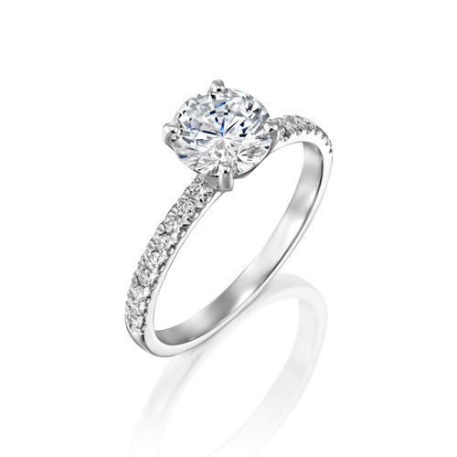 Bague De Fiançailles En Diamant Simulé 2 Carats - Plaquée Or Jaune 14K Sur Argent 925 - Taille Personnalisable