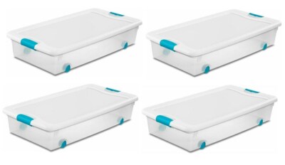 Sterilite 14988004 56 quart 53 L Wheeled Latching Box, Storage Containers