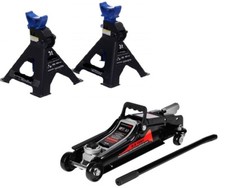 Cric sollevatore basso 2.5T idraulico a carrello + 2 cavalletti per auto 3000KG