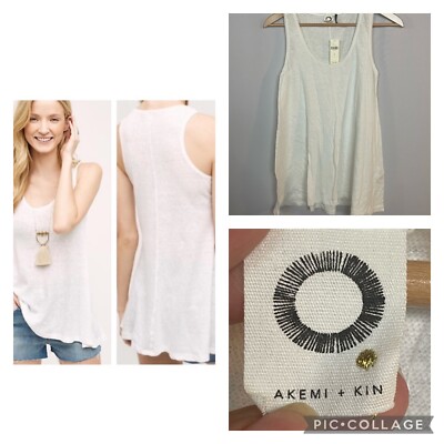 anthropologie Akemi + Kin Savoy Swing Top White Size M NWT